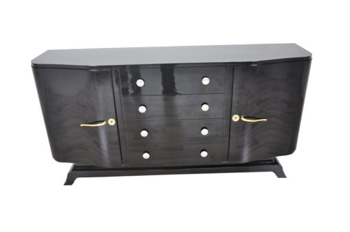 wonderful body with 2 curved sidedoors, 4 big drawers, highgloss black, big original fittings, hand polished, original key