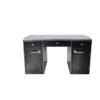 Art Deco Desk, wonderful curved body, highgloss black, big chromeline, hand polished, rare furniture