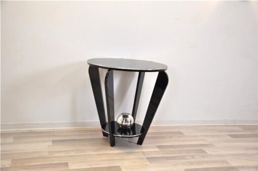 Art Deco Sidetable, chromeball, rare curved legs, chromebars, handpolished