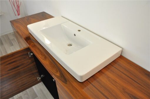 Art Deco XXl-basin, Santos-rosewood, Villeroy&Boch, highgloss black foot, unique design