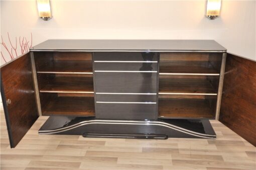 british Art Deco Sideboard, plenty of storage space, great chromelines, wonderful formed foot, clean interior