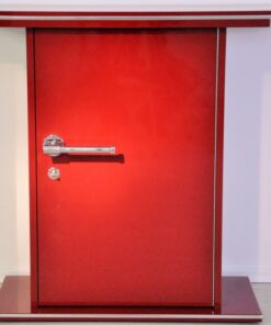 Art Deco Console, highgloss paintjob in red, chromehandles, beautiful design, fine chromelines