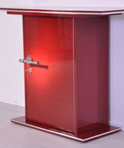 Art Deco Console, highgloss paintjob in red, chromehandles, beautiful design, fine chromelines