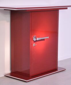 Art Deco Console, highgloss paintjob in red, chromehandles, beautiful design, fine chromelines