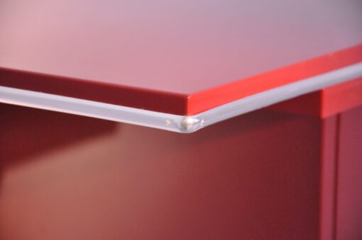 Art Deco Console, highgloss paintjob in red, chromehandles, beautiful design, fine chromelines