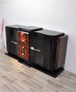 Art Deco Sideboard, france 1935, highgloss black pianolacquer, rosewood furnier, swing doors