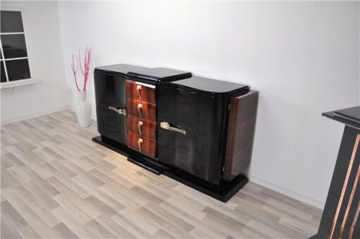 Art Deco Sideboard, france 1935, highgloss black pianolacquer, rosewood furnier, swing doors