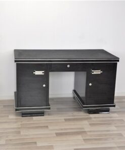 belgian Art Deco desk, wonderful leatherplate, chromehandles, pianolacquer, handpolished