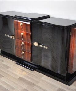 Art Deco Sideboard, france 1935, highgloss black pianolacquer, rosewood furnier, swing doors