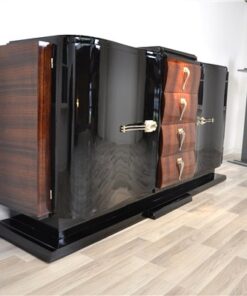 Art Deco Sideboard, france 1935, highgloss black pianolacquer, rosewood furnier, swing doors