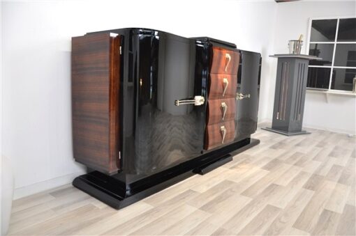 Art Deco Sideboard, france 1935, highgloss black pianolacquer, rosewood furnier, swing doors