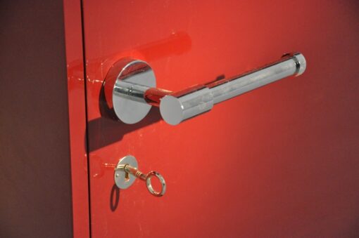 Art Deco Console, highgloss paintjob in red, chromehandles, beautiful design, fine chromelines