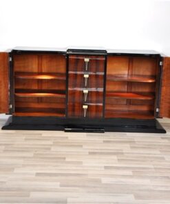 Art Deco Sideboard, france 1935, highgloss black pianolacquer, rosewood furnier, swing doors