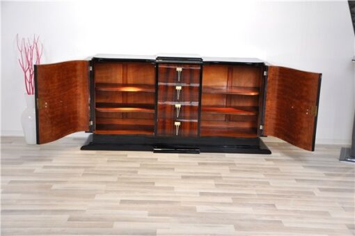 Art Deco Sideboard, france 1935, highgloss black pianolacquer, rosewood furnier, swing doors