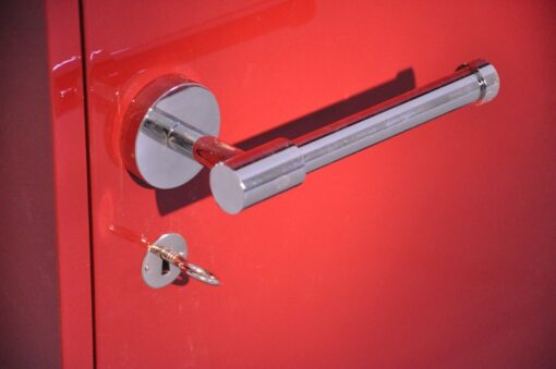 Art Deco Console, highgloss paintjob in red, chromehandles, beautiful design, fine chromelines