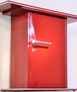 Art Deco Console, highgloss paintjob in red, chromehandles, beautiful design, fine chromelines