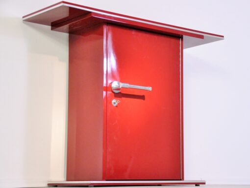 Art Deco Console, highgloss paintjob in red, chromehandles, beautiful design, fine chromelines