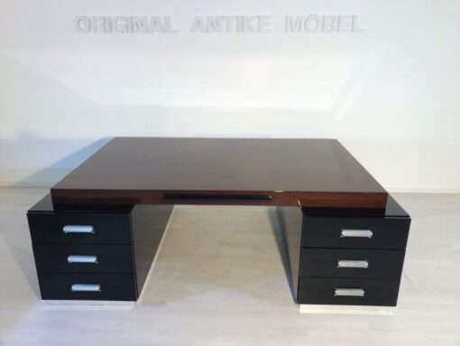 Bauhaus XXL Schreibtisch, Partnerdesk, Zebranowood, handpolished, dreamlike form