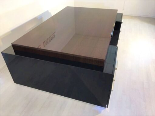 Bauhaus XXL Schreibtisch, Partnerdesk, Zebranowood, handpolished, dreamlike form