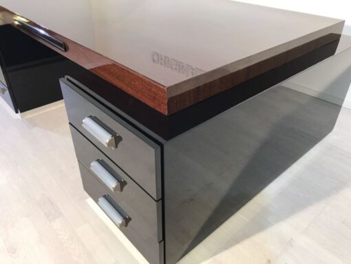 Bauhaus XXL Schreibtisch, Partnerdesk, Zebranowood, handpolished, dreamlike form