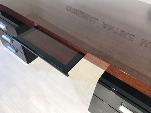 Bauhaus XXL Schreibtisch, Partnerdesk, Zebranowood, handpolished, dreamlike form