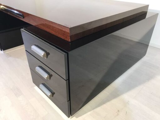 Bauhaus XXL Schreibtisch, Partnerdesk, Zebranowood, handpolished, dreamlike form