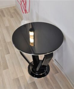 Highgloss Black Crown Sidetable, Art Deco, Pianolacquer , wonderful form, elegant design