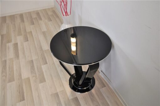 Highgloss Black Crown Sidetable, Art Deco, Pianolacquer , wonderful form, elegant design