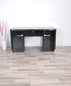 Classic art deco desk, highgloss black, chromehandles, fine chromelines, plenty of storage space