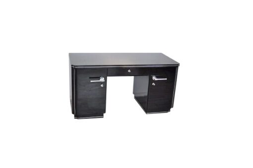 Classic art deco desk, highgloss black, chromehandles, fine chromelines, plenty of storage space