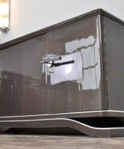 Lowboard Sideboard in Metallic Grey, highgloss paintjob, unique design,great body language, chromehandles