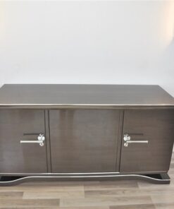 Lowboard Sideboard in Metallic Grey, highgloss paintjob, unique design,great body language, chromehandles