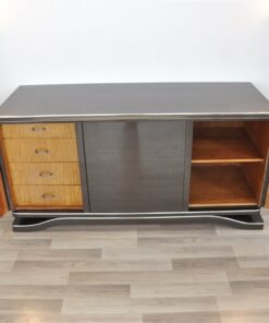 Lowboard Sideboard in Metallic Grey, highgloss paintjob, unique design,great body language, chromehandles