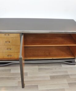 Lowboard Sideboard in Metallic Grey, highgloss paintjob, unique design,great body language, chromehandles