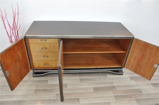 Lowboard Sideboard in Metallic Grey, highgloss paintjob, unique design,great body language, chromehandles