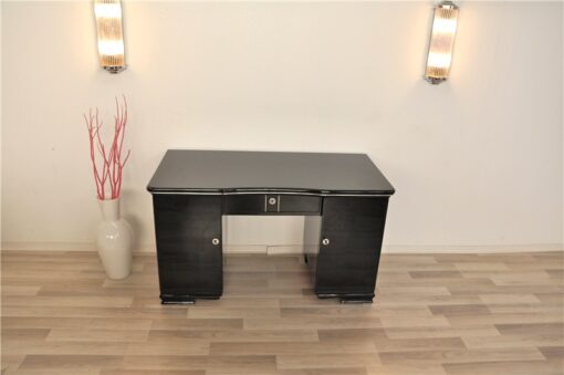 Art Deco Desk, Pianolacquer, lacobel glas plate, lockable, simple design