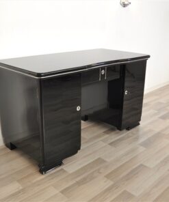 Art Deco Desk, Pianolacquer, lacobel glas plate, lockable, simple design