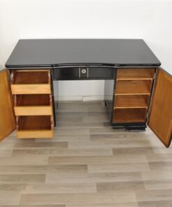 Art Deco Desk, Pianolacquer, lacobel glas plate, lockable, simple design