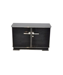 Petite Art Deco Commode, highgloss black, chrome elements, great feet