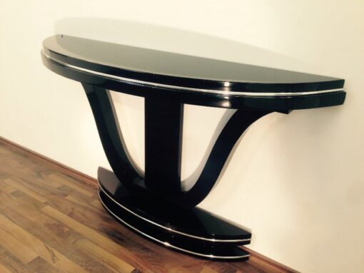 Art Deco Console, highgloss pianolacquer, wonderful form, chrome details, France 1930s