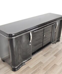 Art Deco Lowboard, Sideboard, big drawer, great feet, highglossblack pianolacquer, swing doors