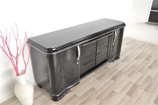 Art Deco Lowboard, Sideboard, big drawer, great feet, highglossblack pianolacquer, swing doors