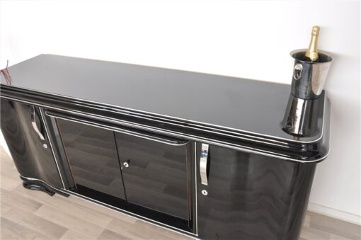 Art Deco Lowboard, Sideboard, big drawer, great feet, highglossblack pianolacquer, swing doors