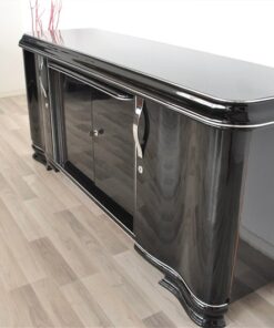 Art Deco Lowboard, Sideboard, big drawer, great feet, highglossblack pianolacquer, swing doors