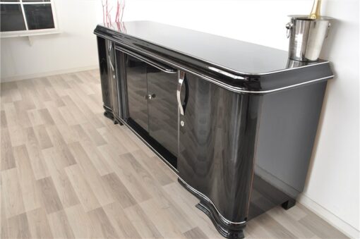 Art Deco Lowboard, Sideboard, big drawer, great feet, highglossblack pianolacquer, swing doors