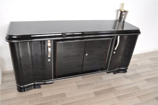 Art Deco Lowboard, Sideboard, big drawer, great feet, highglossblack pianolacquer, swing doors