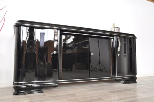 Art Deco Lowboard, Sideboard, big drawer, great feet, highglossblack pianolacquer, swing doors