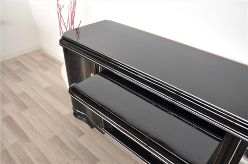 Art Deco Lowboard, Sideboard, big drawer, great feet, highglossblack pianolacquer, swing doors