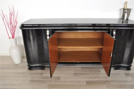 Art Deco Lowboard, Sideboard, big drawer, great feet, highglossblack pianolacquer, swing doors