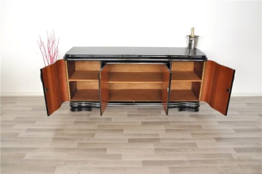 Art Deco Lowboard, Sideboard, big drawer, great feet, highglossblack pianolacquer, swing doors